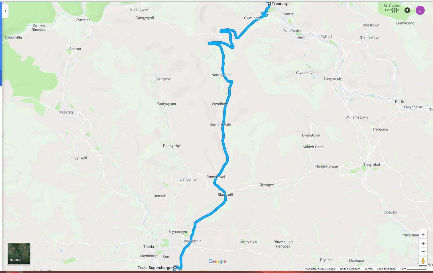 Stage 1.  Sarn - Treorchy (A4061)